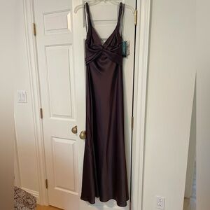 ABS Satin Brown Evening Dress